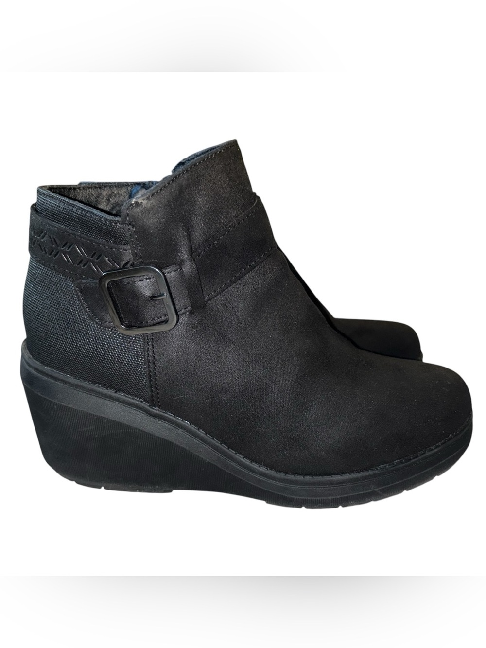 Skechers Women's Bobs Gala Wedge Ankle Boot Black Size 7.5